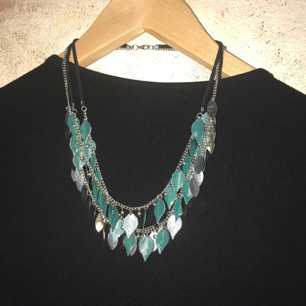 Turquoise and silver costume jewelry necklace